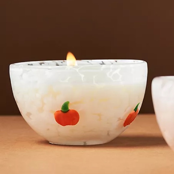 Anthropologie Other - Anthropologie Pressed Bead Pumpkin & Sweet Vanilla Glass Candle